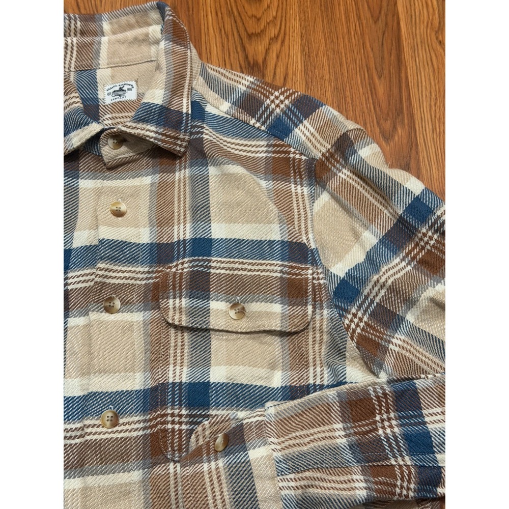 Atlantic Rancher Shirt Mens Medium Plaid Linen Blend Workwear Button Front - Picture 10 of 13
